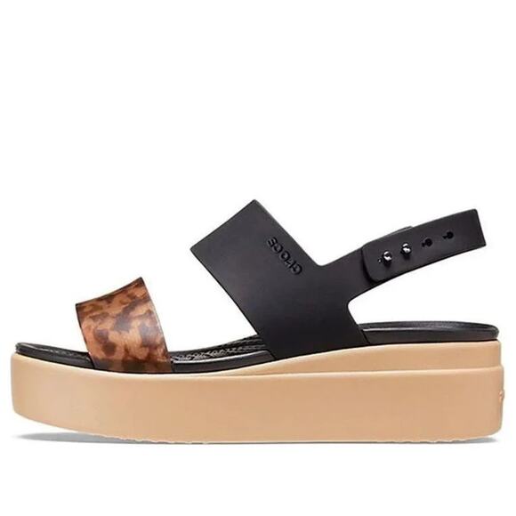 Crocs Brooklyn Low Wedge Platform Comfort Sandals in Black Tortoise Size 8 NWT - Picture 1 of 11